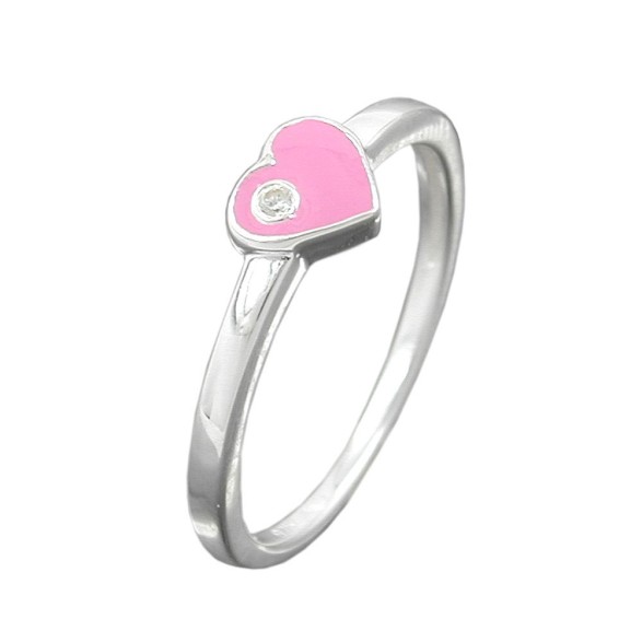 Ring Heart-Pink Zirconia Silver 925
