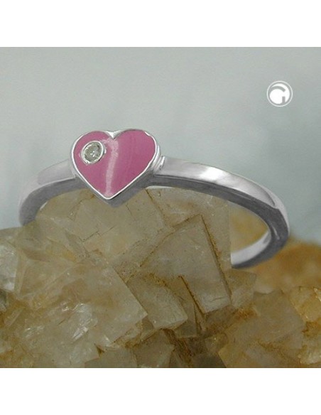Ring Heart-Pink Zirconia Silver 925