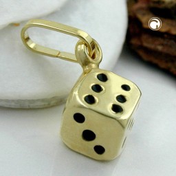 pendant 5x5mm dice cube shiny 9k gold