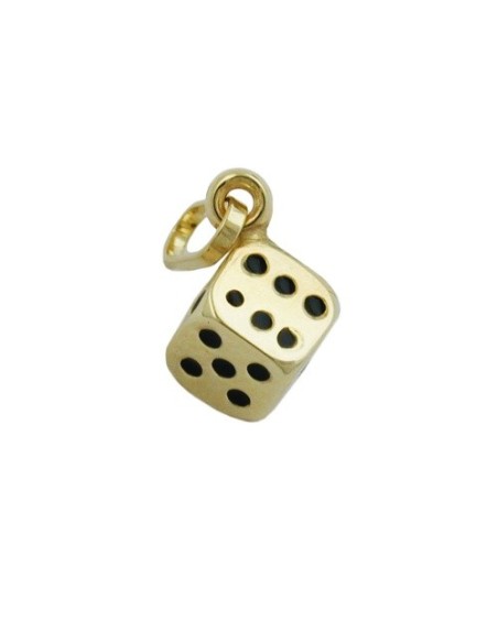 pendant 5x5mm dice cube shiny 9k gold