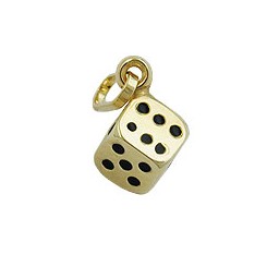 pendant 5x5mm dice cube shiny 9k gold