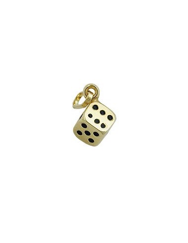pendant 5x5mm dice cube shiny 9k gold
