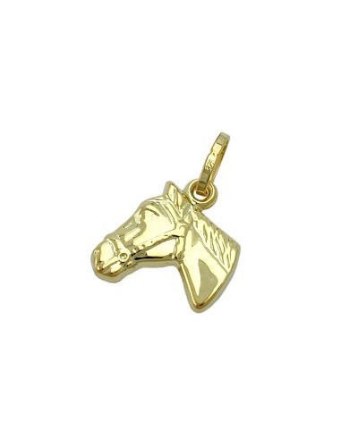 pendant 12x12mm horse head shiny 9k gold