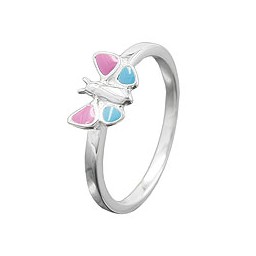 Ring Pink/Blue Butterfly Silver 925