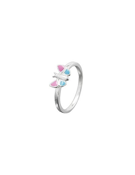 Ring Pink/Blue Butterfly Silver 925