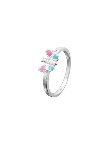 Ring Pink/Blue Butterfly Silver 925