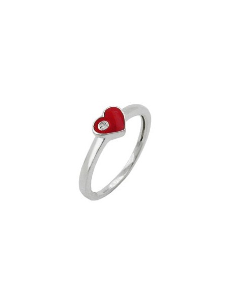 Ring Red Heart With Zirconia Silver 925