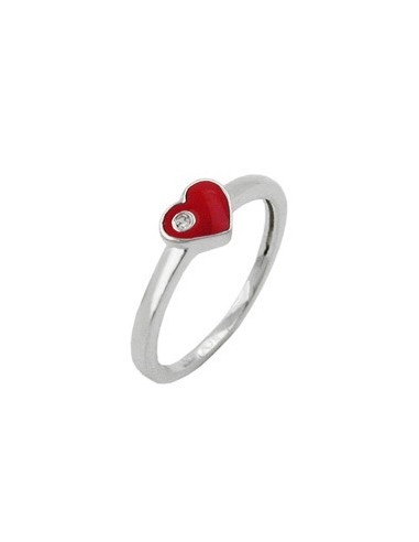Ring Red Heart With Zirconia Silver 925