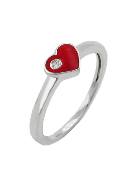 Ring Red Heart With Zirconia Silver 925