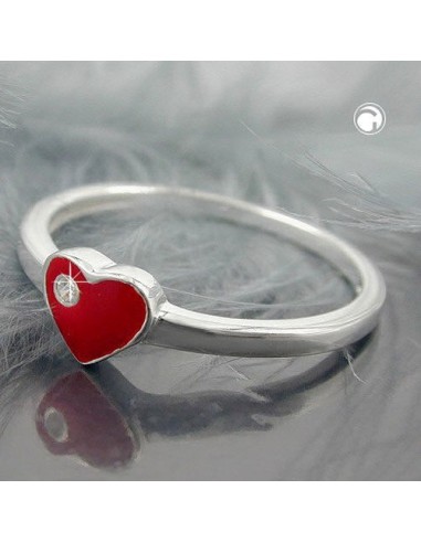 Ring Red Heart With Zirconia Silver 925