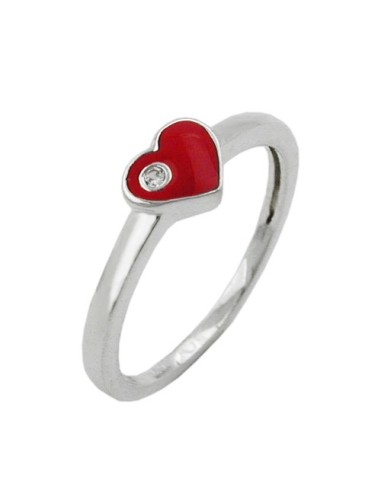 Ring Red Heart With Zirconia Silver 925