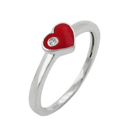 Ring Red Heart With Zirconia Silver 925