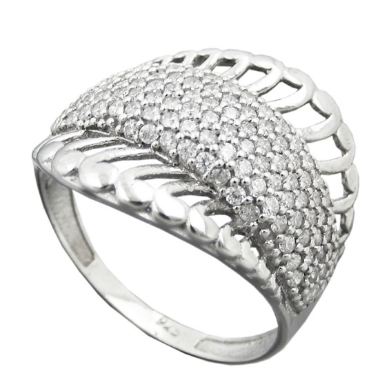 Ring With Many Zirconia Silver 925