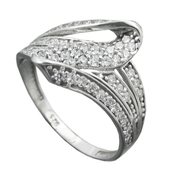 Ring With Many Zirconia Silver 925 Size 56