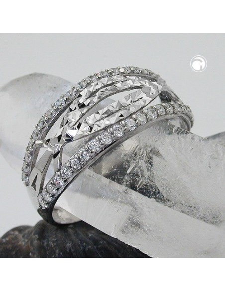 Ring With Many Zirconias Silver 925 Size 58