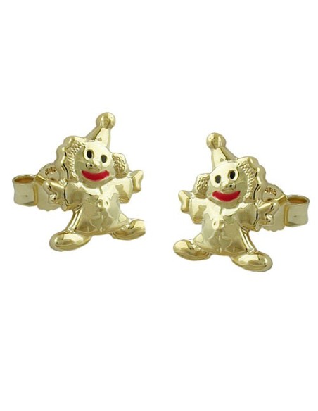 stud earrings 8x6mm clown shiny colored lacquered 9k gold