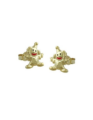 stud earrings 8x6mm clown shiny colored lacquered 9k gold