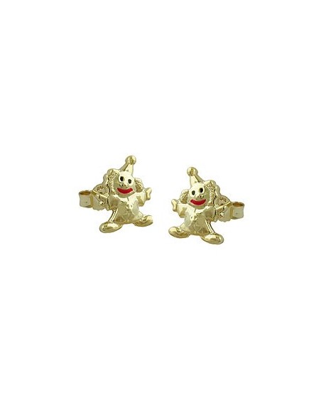 stud earrings 8x6mm clown shiny colored lacquered 9k gold