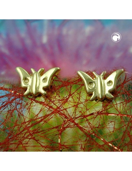 stud earrings 5x7mm butterfly shiny 9k gold