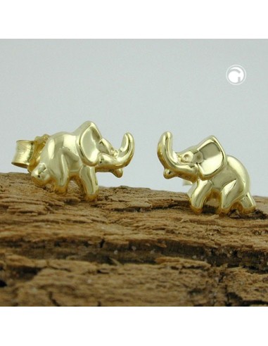 stud earrings 7x10mm elephant shiny 9k gold