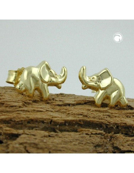 stud earrings 7x10mm elephant shiny 9k gold