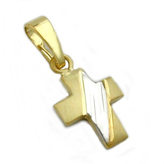 pendant cross bicolor 14k gold