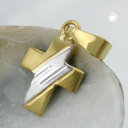 pendant cross bicolor 14k gold