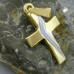 pendant cross bicolor 14k gold