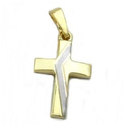 pendant cross bicolor 14k gold