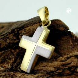 pendant cross bicolor 14k gold