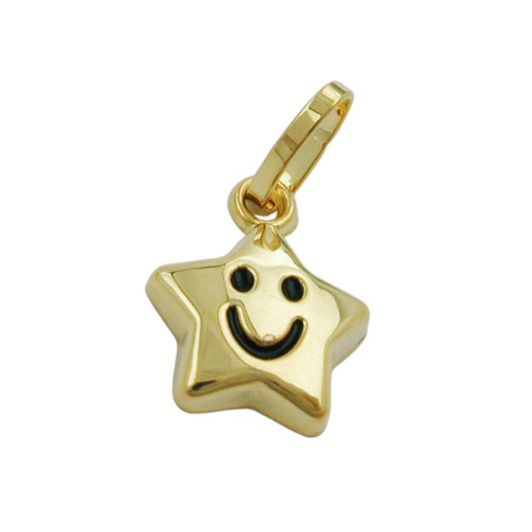 pendant 9k gold star with face