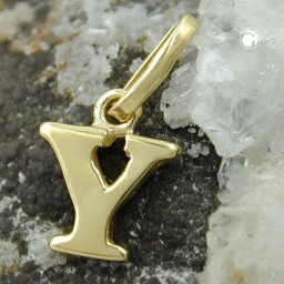 pendant 8x6mm initiale y shiny 9k gold