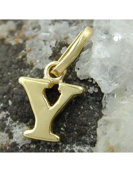 pendant 8x6mm initiale y shiny 9k gold
