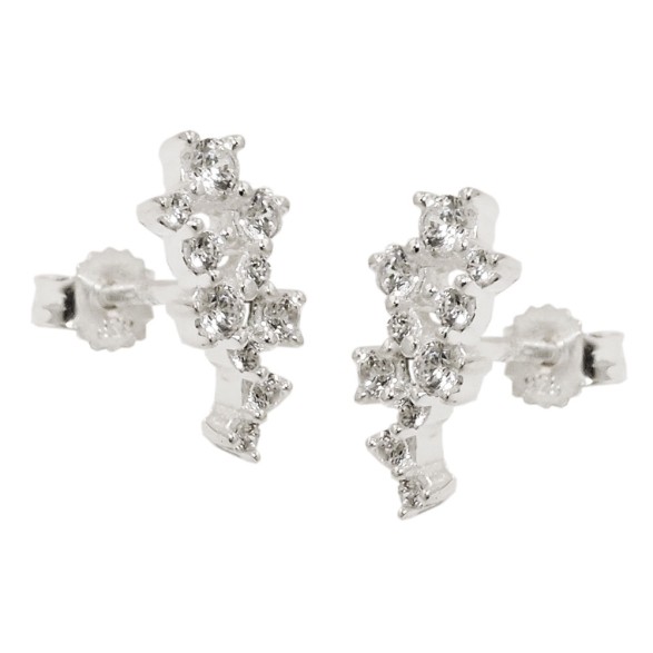 Stud Örhänge Flower Zirconia Silver 925