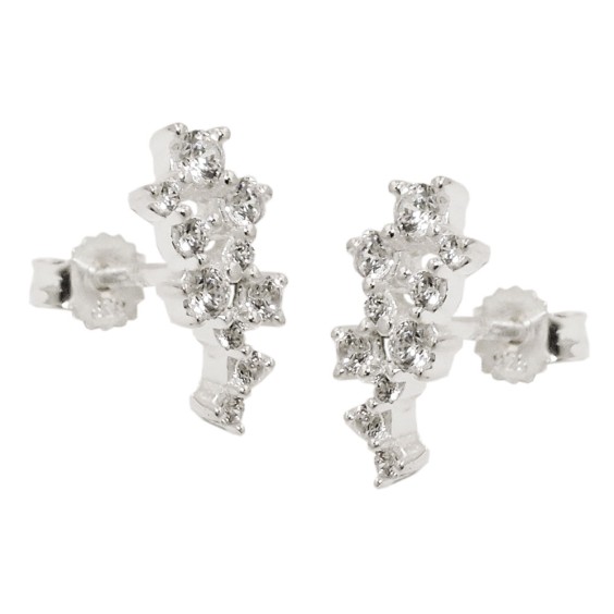 Stud Örhänge Flower Zirconia Silver 925