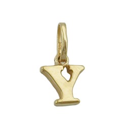 pendant 8x6mm initiale y shiny 9k gold