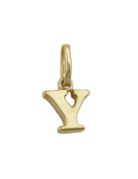 pendant 8x6mm initiale y shiny 9k gold