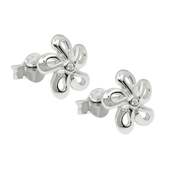 Stud Örhänge Flower Zirconia Silver 925