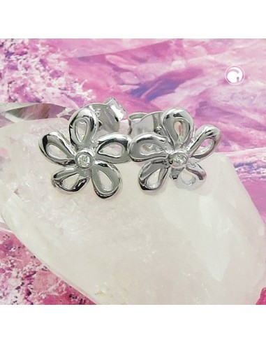 Stud Örhänge Flower Zirconia Silver 925