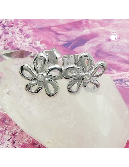 Stud Örhänge Flower Zirconia Silver 925