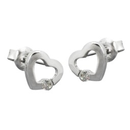 Stud Örhänge Heart Zirconia Silver 925