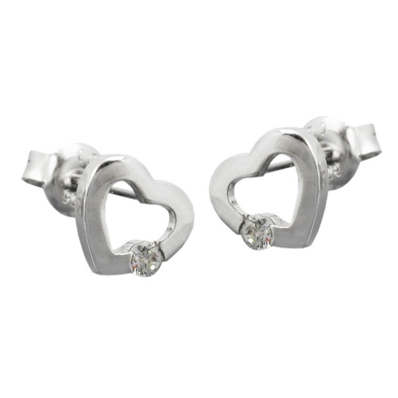 Stud Örhänge Heart Zirconia Silver 925