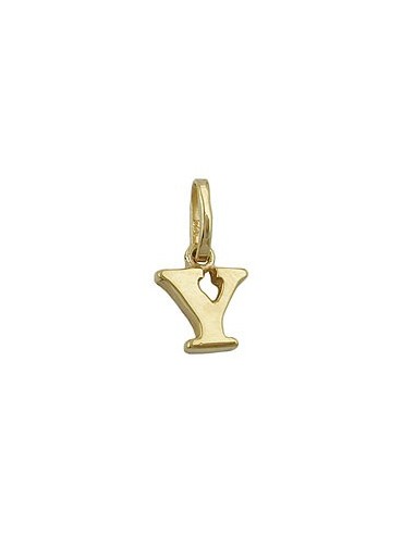 pendant 8x6mm initiale y shiny 9k gold