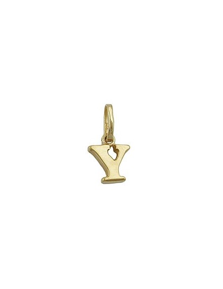 pendant 8x6mm initiale y shiny 9k gold