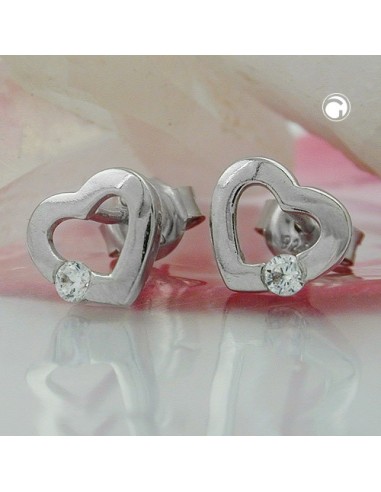 Stud Örhänge Heart Zirconia Silver 925
