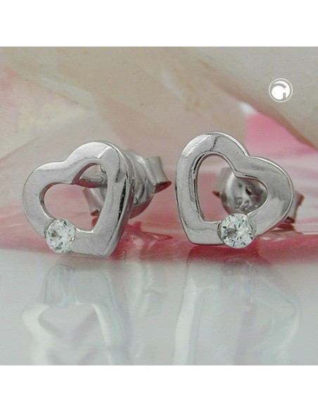 Stud Örhänge Heart Zirconia Silver 925