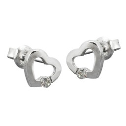 Stud Örhänge Heart Zirconia Silver 925
