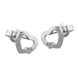 Stud Örhänge Heart Zirconia Silver 925