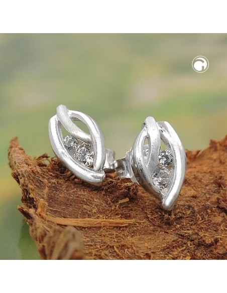 Stud Örhänge Leaf Zirconia Silver 925