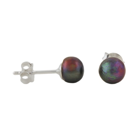 Stud Örhänge Pearl Dark Green Silver 925